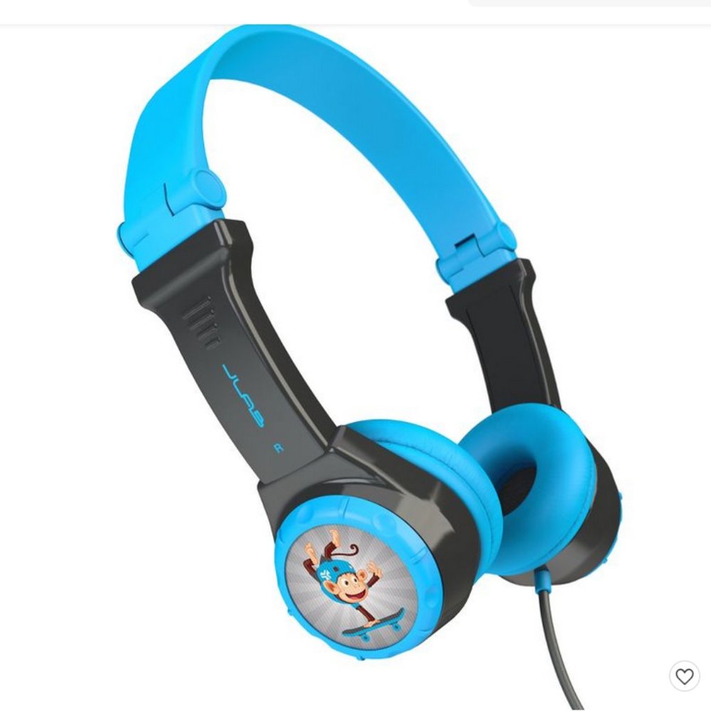JBUDDIES Folding Kids Headphones Blue w/ 3D Stickers NEW